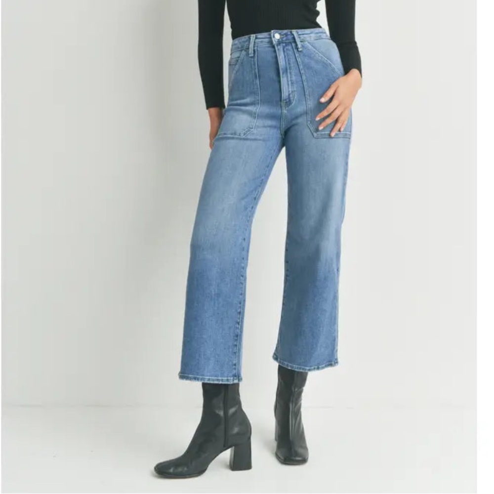 Just Black High-Rise Straight Leg Medium Blue Jeans